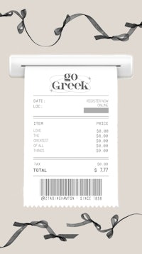 a receipt with a black ribbon on it